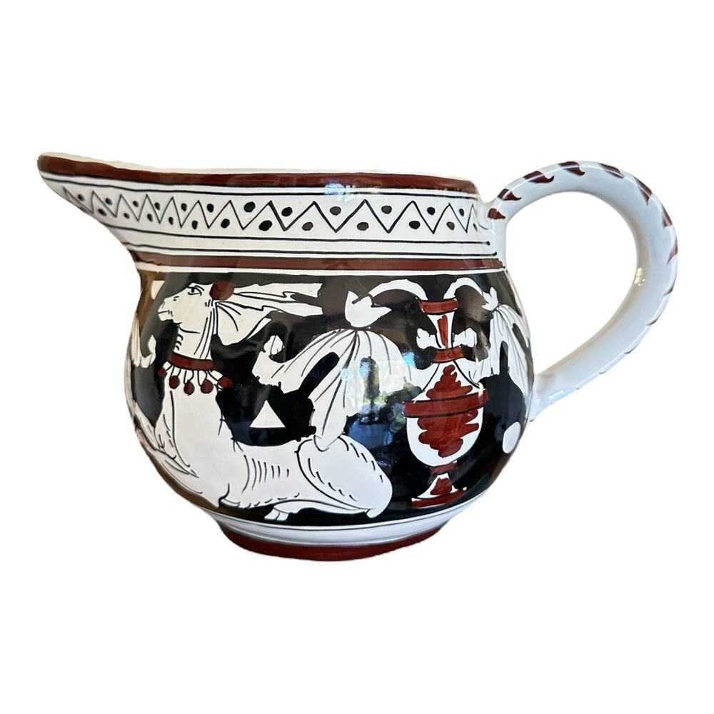 Vintage Siena Italian Pottery Resting Deer Pitcher 9x5x5.5” Handmade EUC